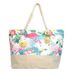 Tropical Flamingos and Rhinestones Tote Bag